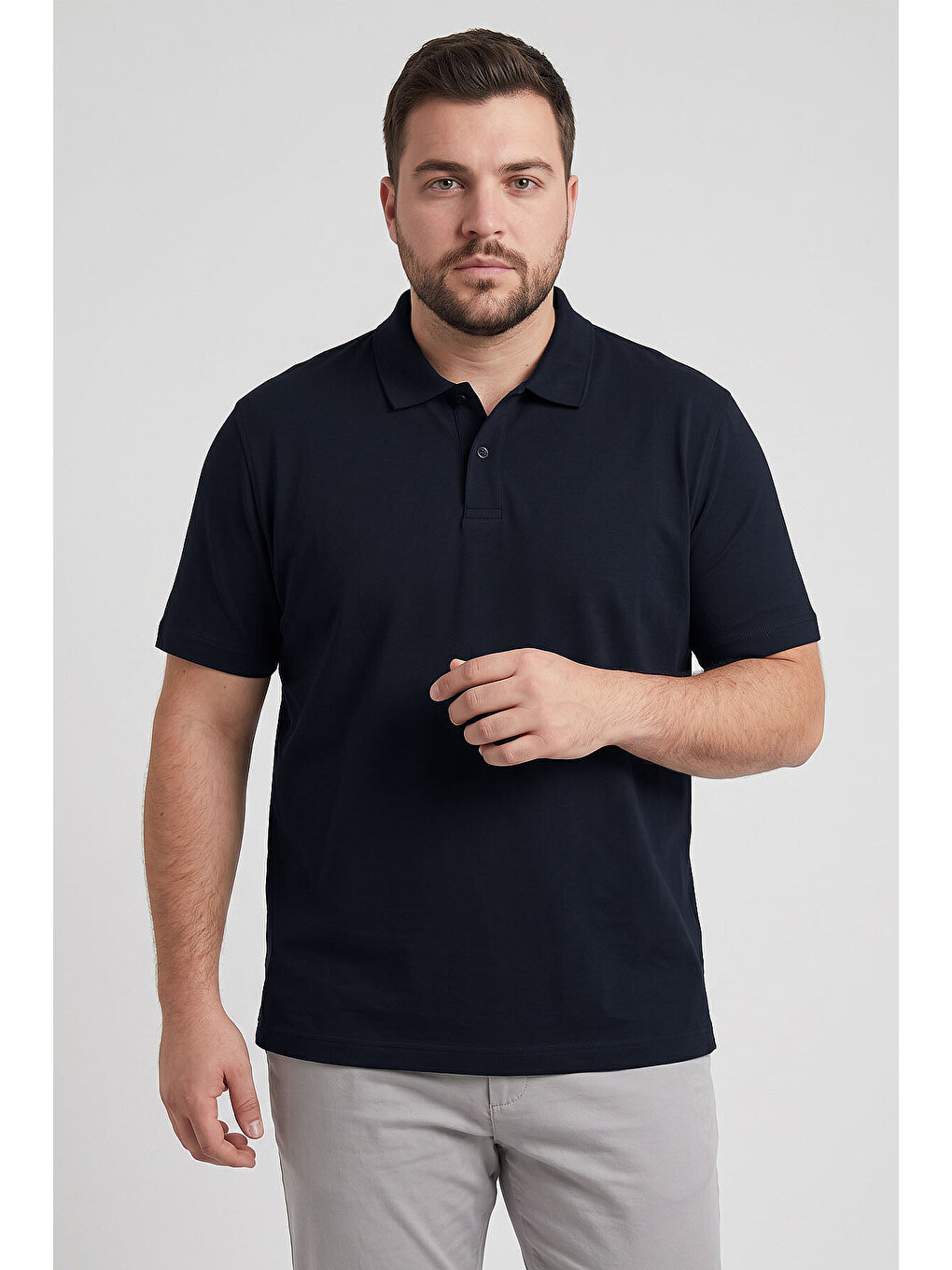 Polo Yaka Büyük Beden 3lü Paket Siyah-beyaz-lacivert Erkek T-shirt - 88511-1
