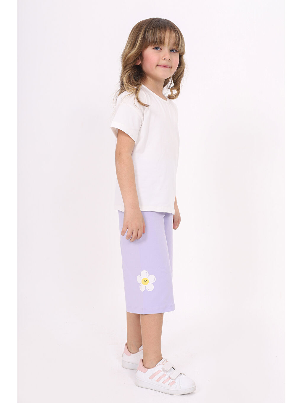 Lila Kız Çocuk Baskılı Kaprili Takım-1