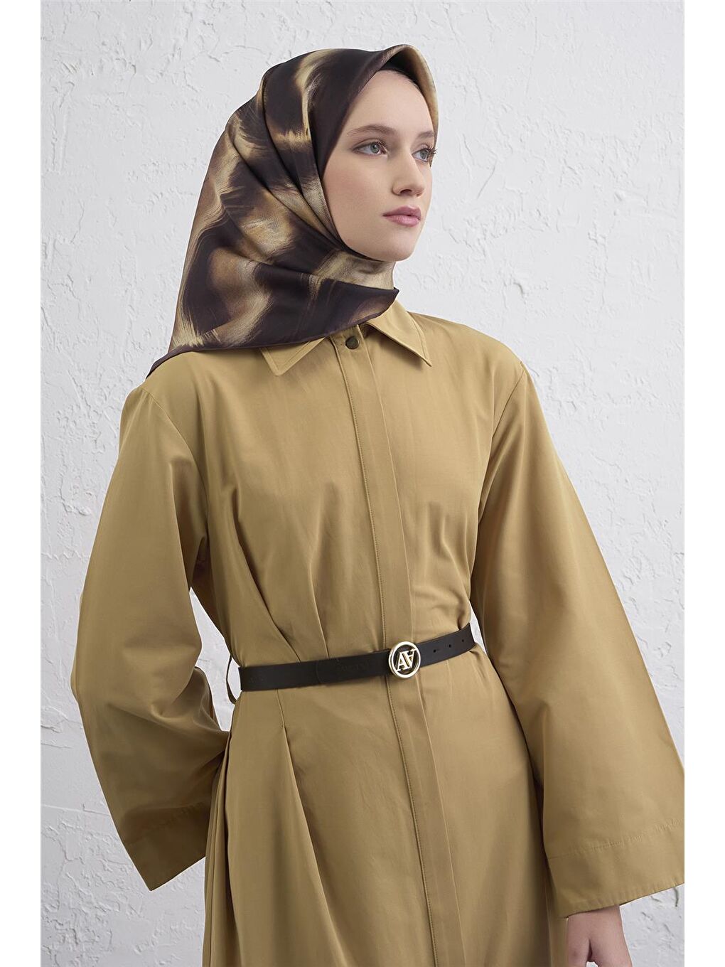 Kahverengi Saf İpek Sura Eşarp 9432D 35-1