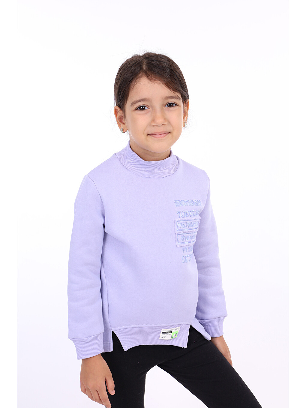 Lila Kız Çocuk Nakışlı Sweatshirt