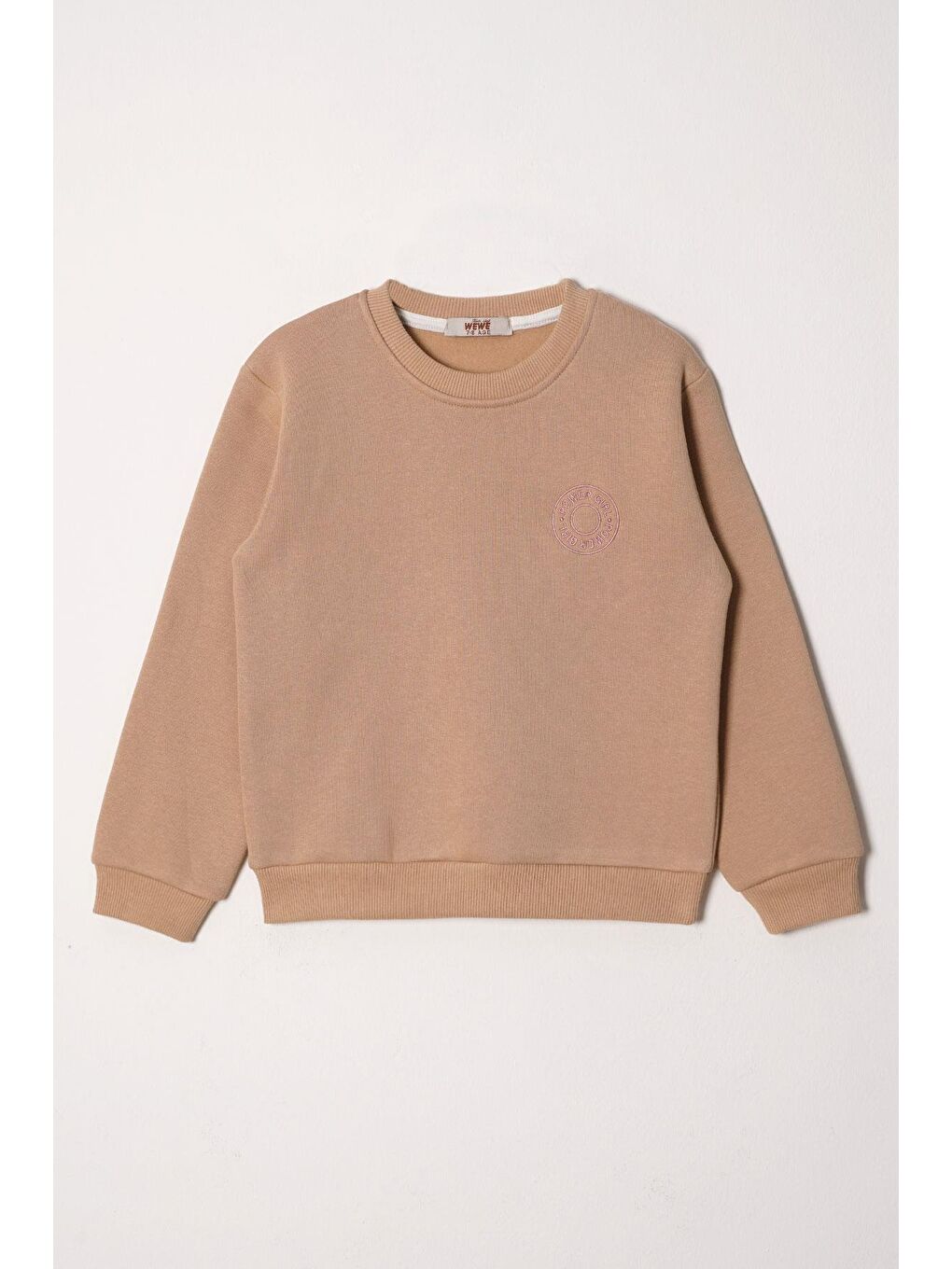 Bej Power Girl Nakışlı Şardonlu Kız Çocuk Vizon Renk Sweat