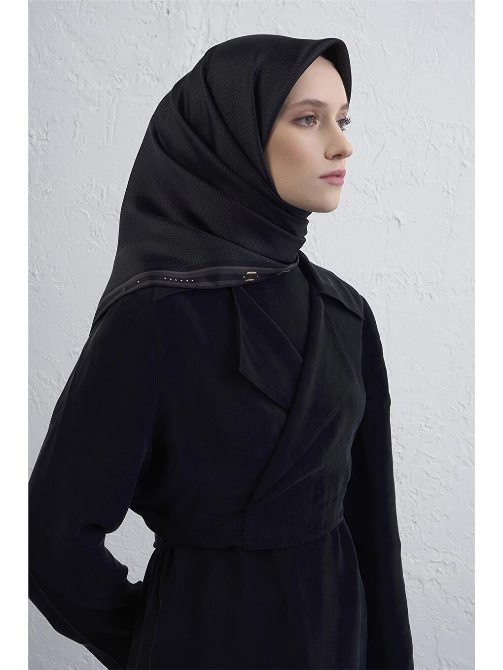 Siyah Saf İpek Sura Eşarp 9401D 52-1