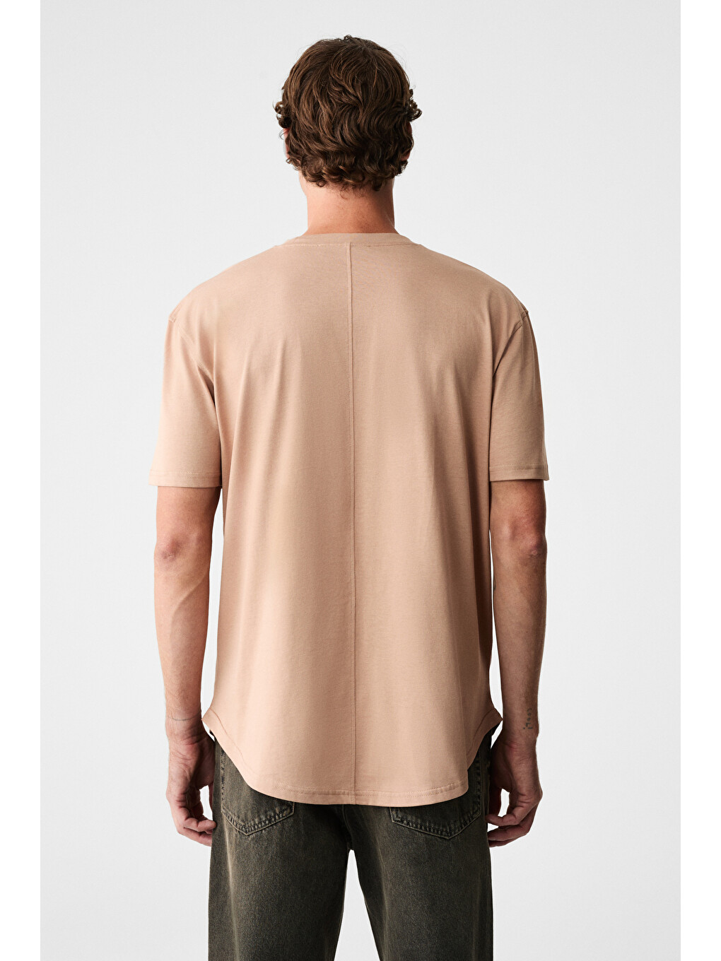 Pembe Mono Erkek Organik Pamuklu Bisiklet Yakalı Kısa Kollu Regular Fit Somon T-shirt-5