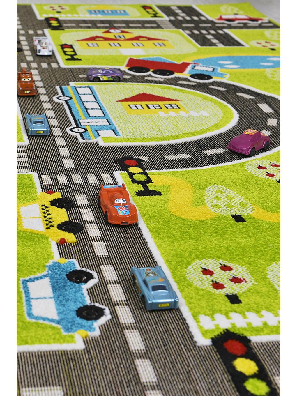 Anaokulu Kreş Oyun Halısı 3 Boyutlu Dokuma Yeşil Trafik-200x290-2