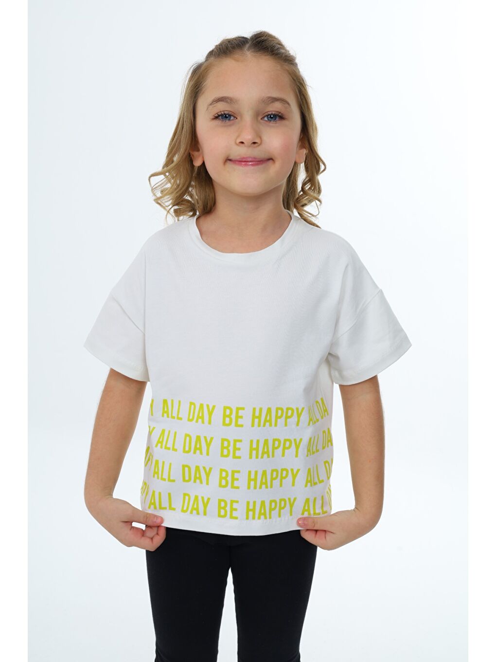 Ekru Kız Çocuk Baskılı Tişört