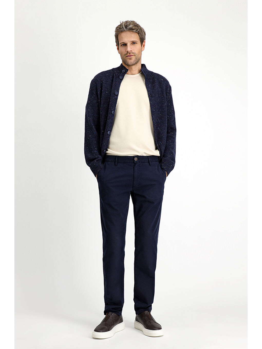 Lacivert Regular Fit Elastanlı Kanvas / Chino Pantolon-1