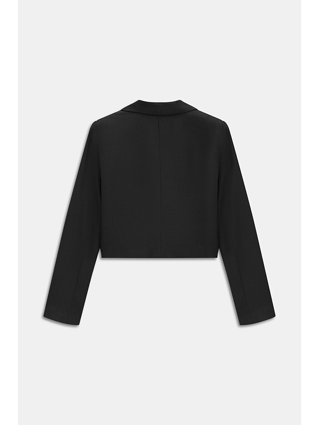 Siyah Kruvaze Crop Blazer Ceket-4