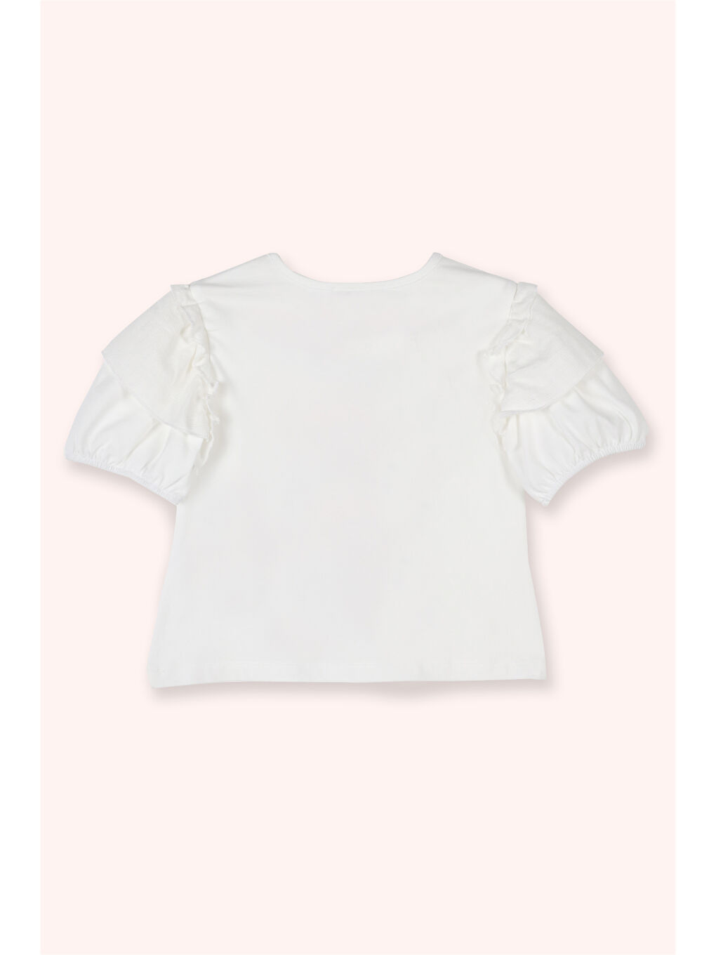 Kız Çocuk Baskılı T-Shirt Ekru-1