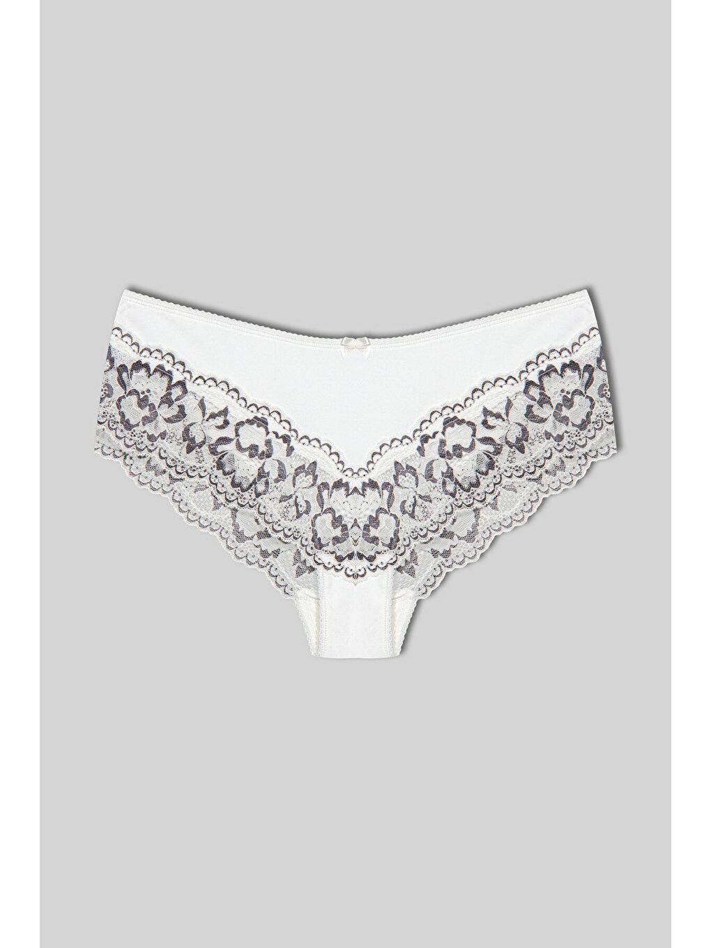 Siyah Paçası Çift Renk Dantel Kadın Külot 3'lü-1