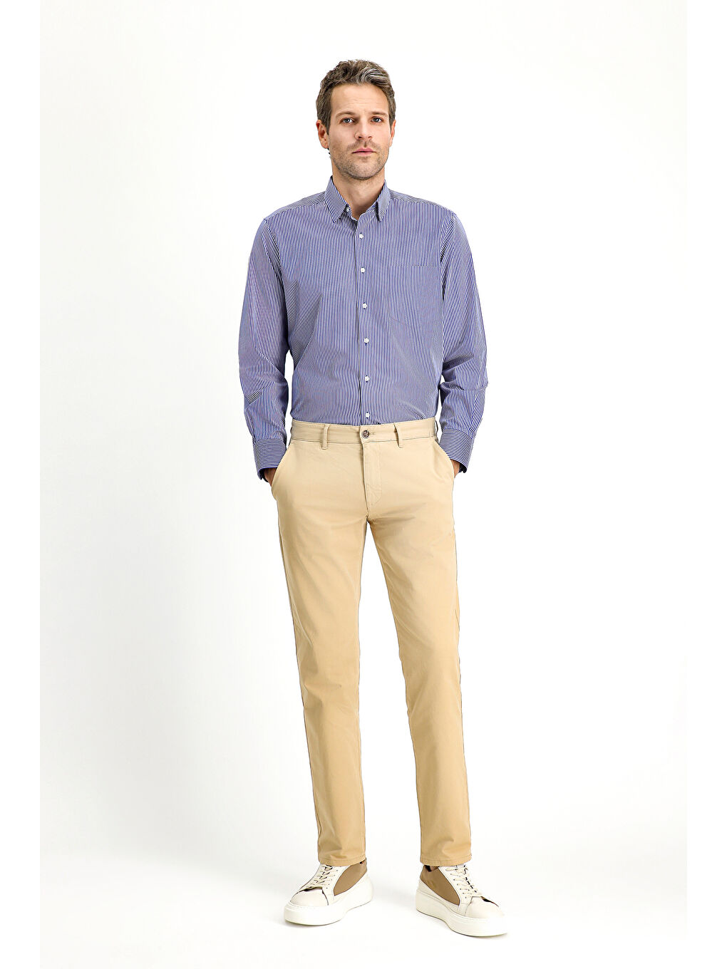 Bej Regular Fit Elastanlı Kanvas / Chino Pantolon