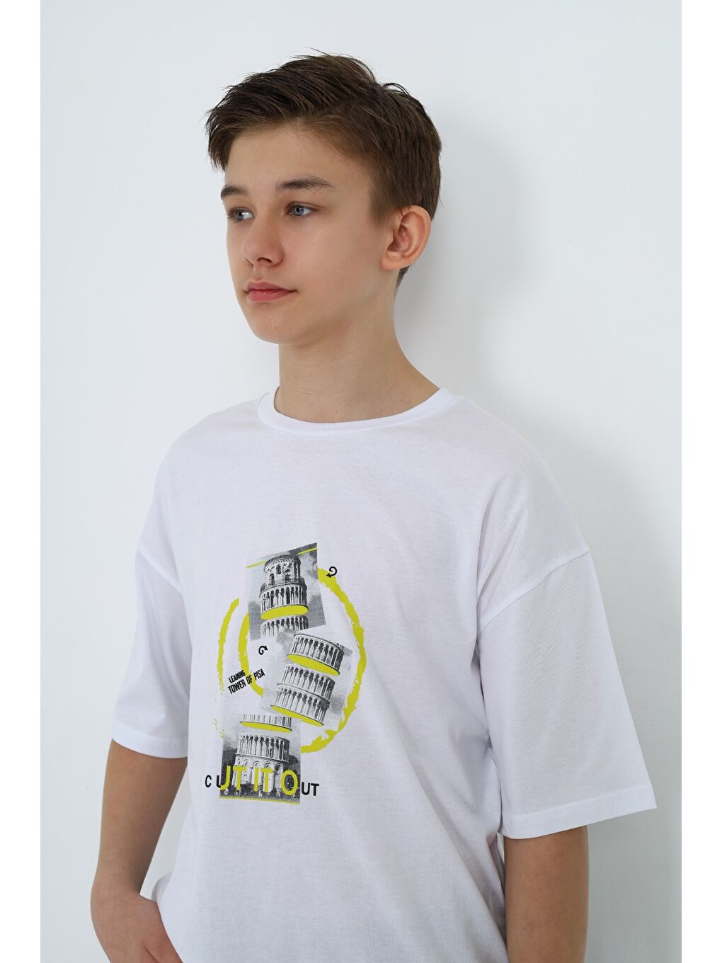 Beyaz Erkek Çocuk Baskılı Tişört-2