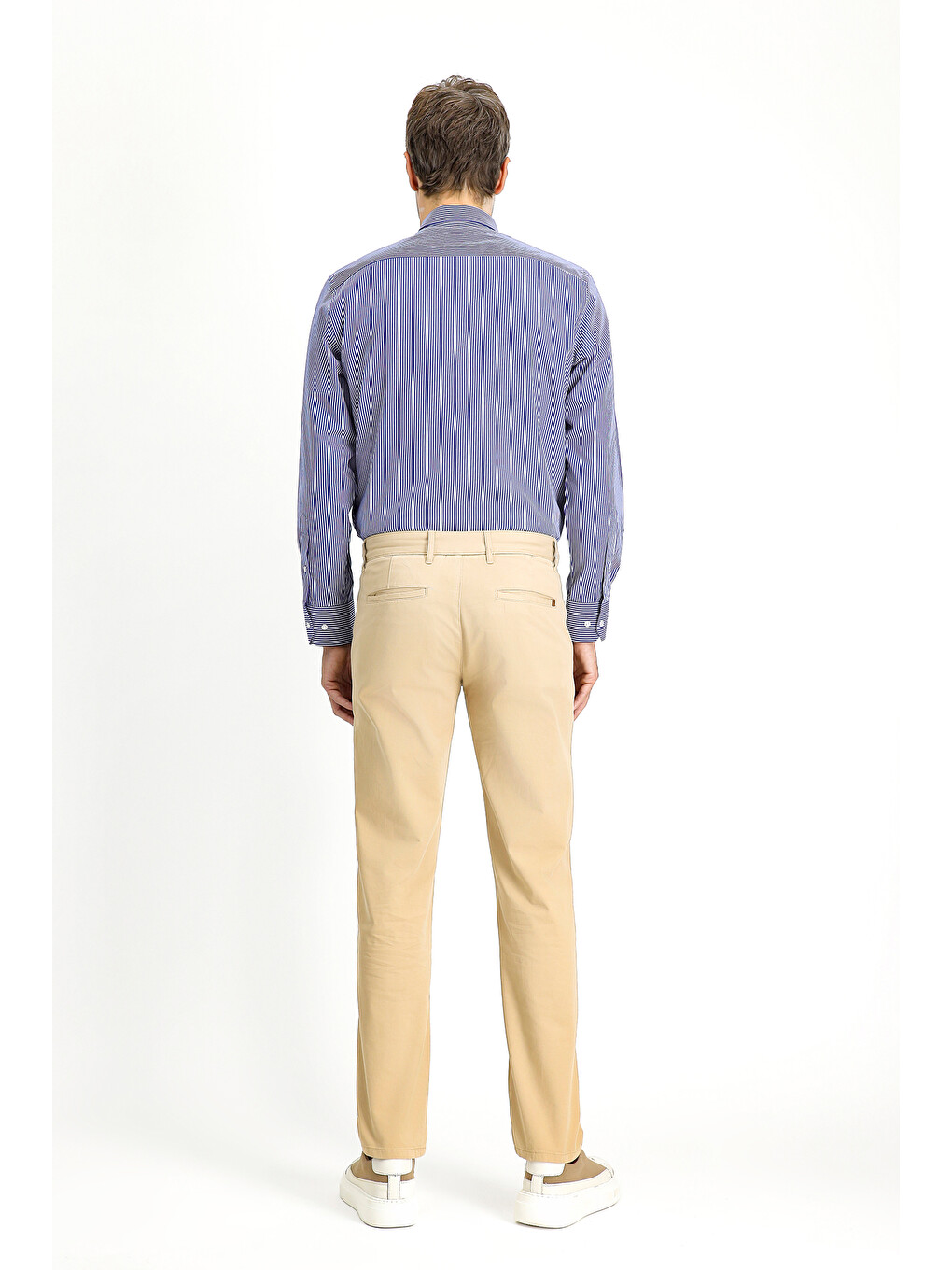 Bej Slim Fit Dar Kesim Elastanlı Kanvas /  Chino Pantolon-4