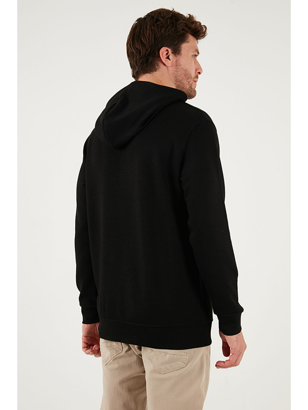 Siyah Relaxed Fit Kapüşonlu Yumuşak Dokulu Sweat 5901063-6