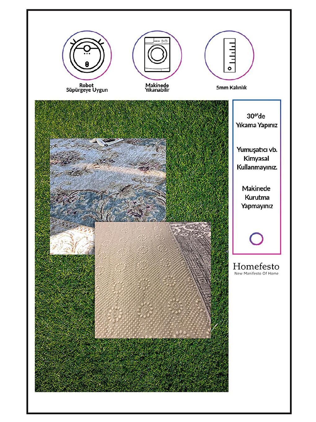 Karışık Dekoratif Özel Tasarım Modern Halısı 180x180 cm-5