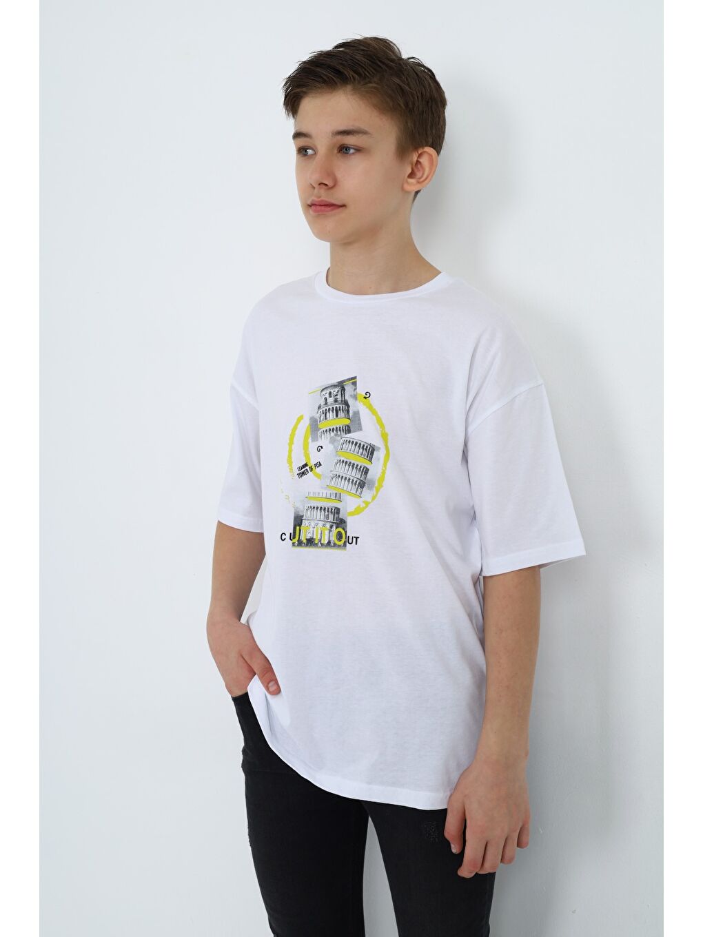 Beyaz Erkek Çocuk Baskılı Tişört-5