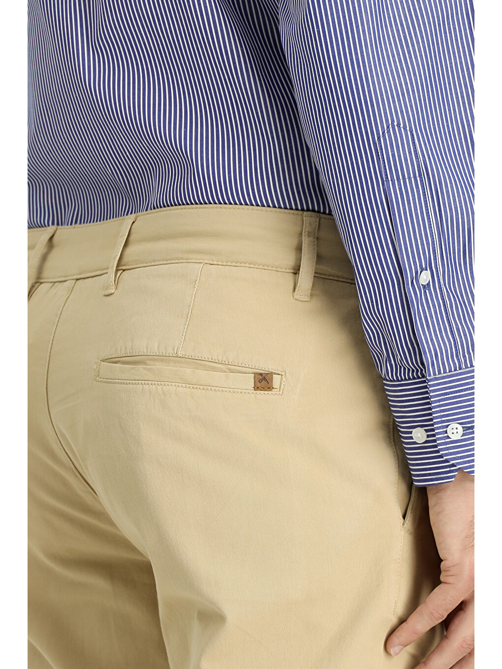 Bej Slim Fit Dar Kesim Elastanlı Kanvas /  Chino Pantolon-5