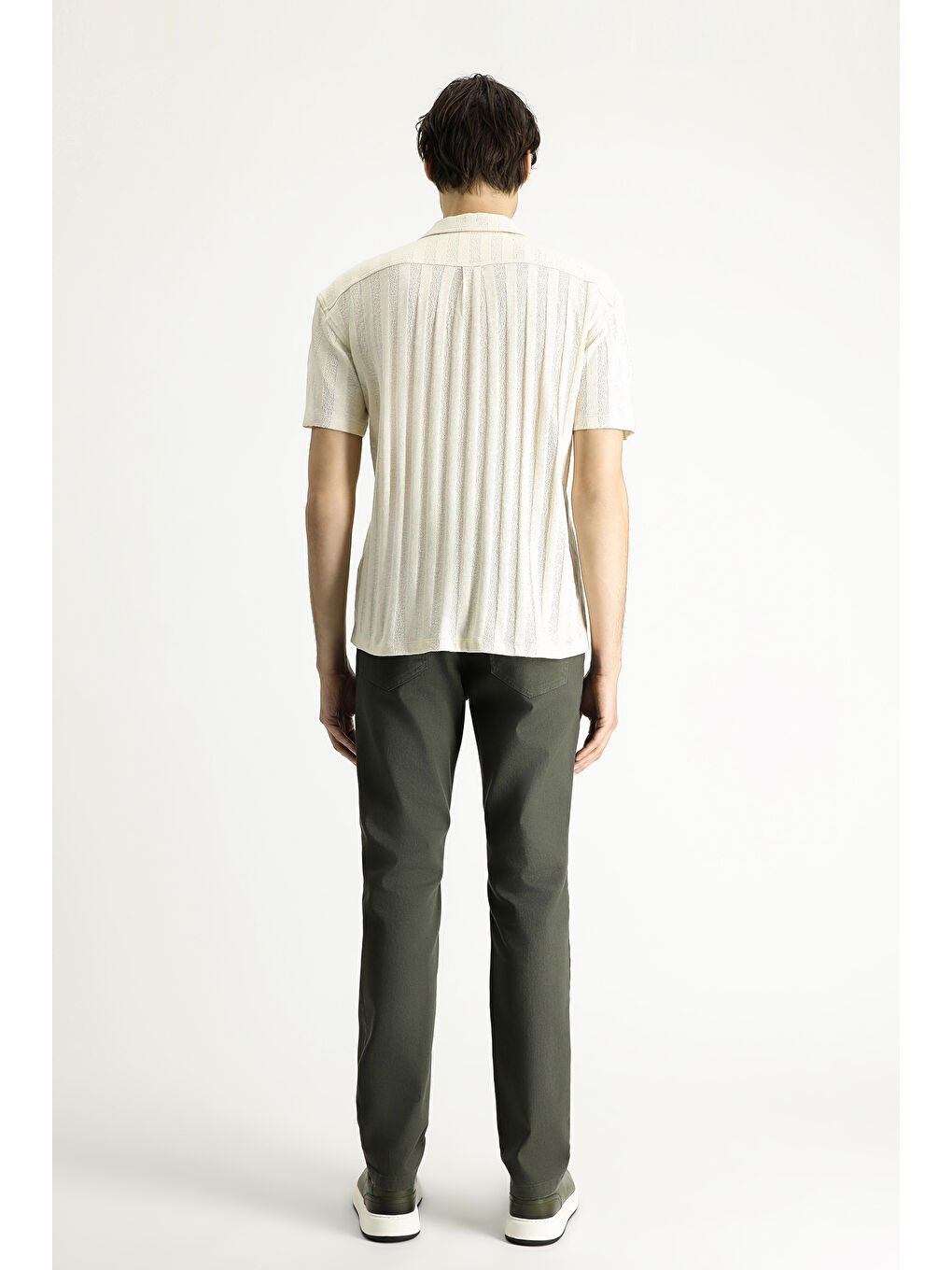 Haki Regular Fit Beli Lastikli Elastanlı Kanvas / Chino Pantolon-8