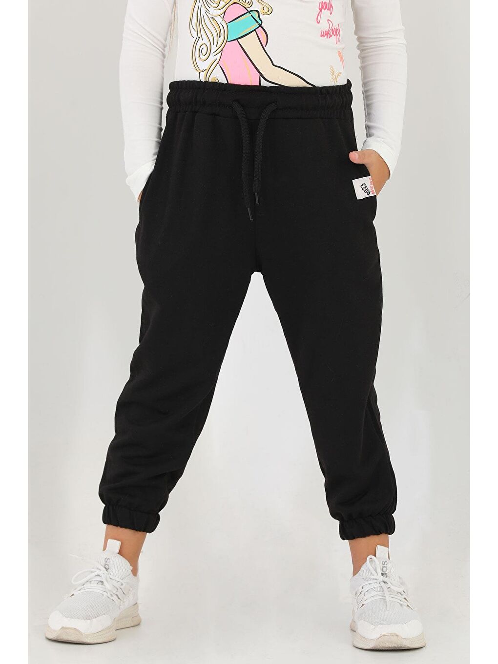 Belı Lastikli Ceplı Siyah Renk Kız Çocuk Esofman Tek Alt-1