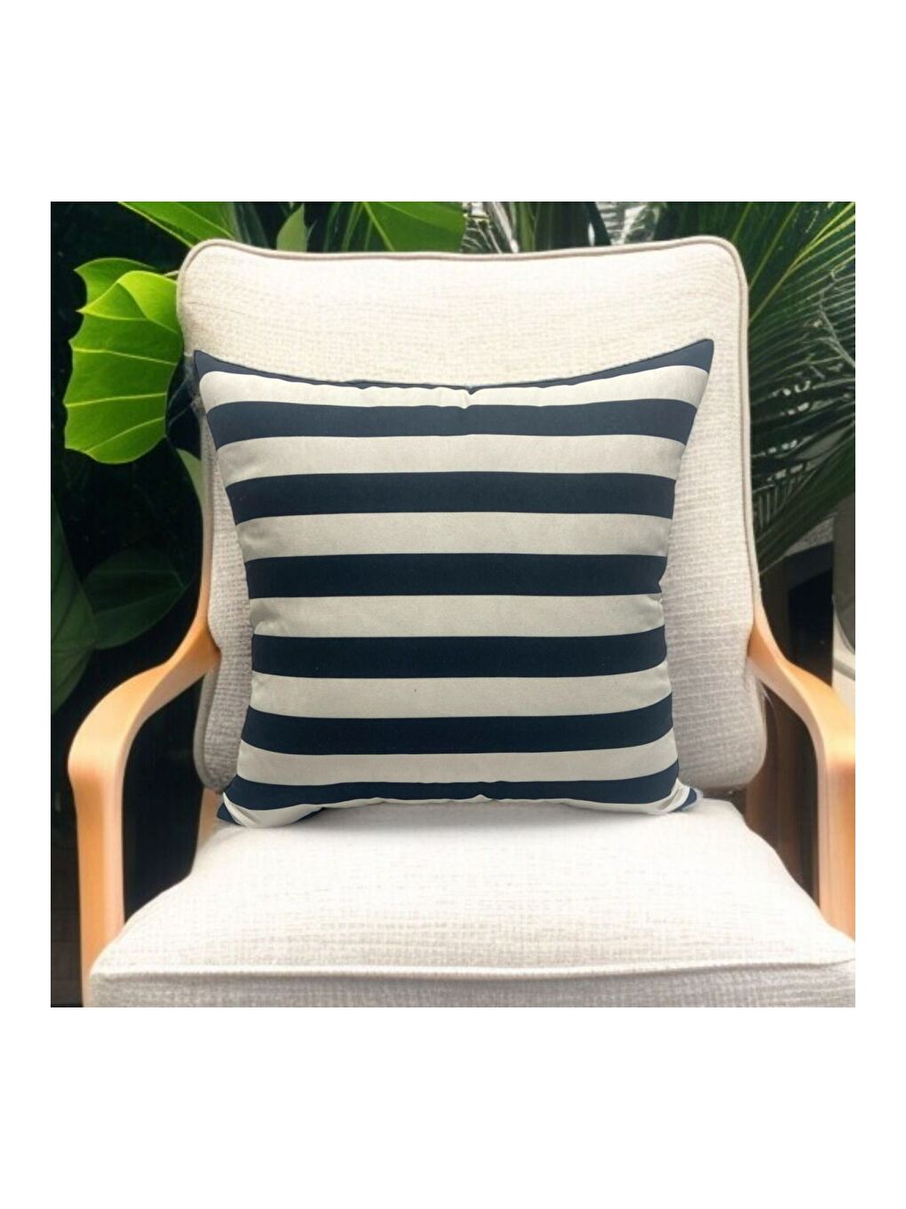 Bohem Temalı Home Siyah bej Çizgili Dekoratif Kırlent Kılıfı 43x43