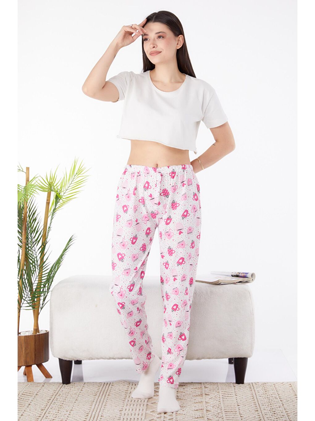 TOFİSA Düz Orta Kadın Pembe Pijama Altı - 25332 - 1