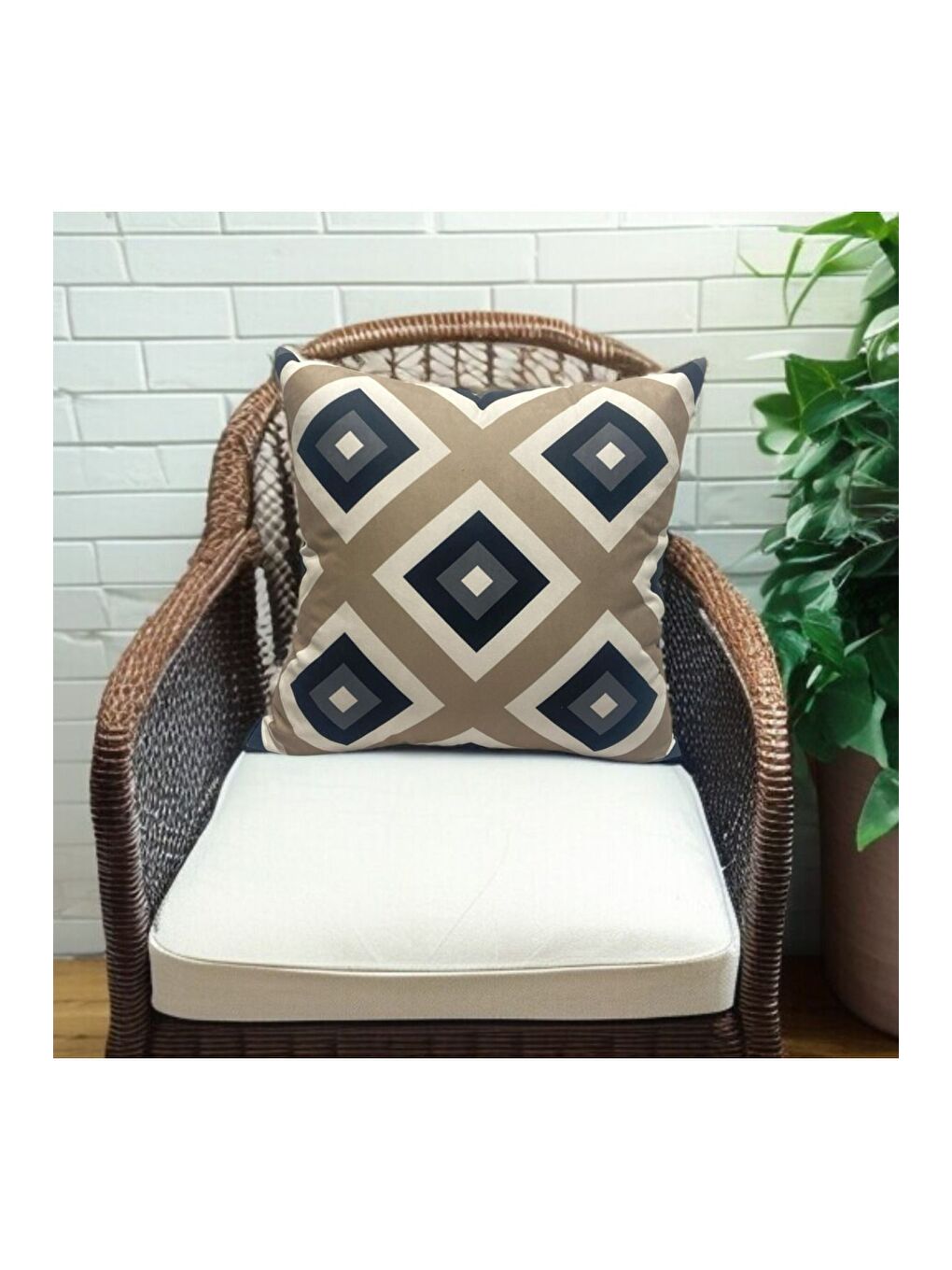 Kahverengi Bohem Temalı Home Geometrik Desen Dekoratif Kırlent Kılıfı 43x43-2