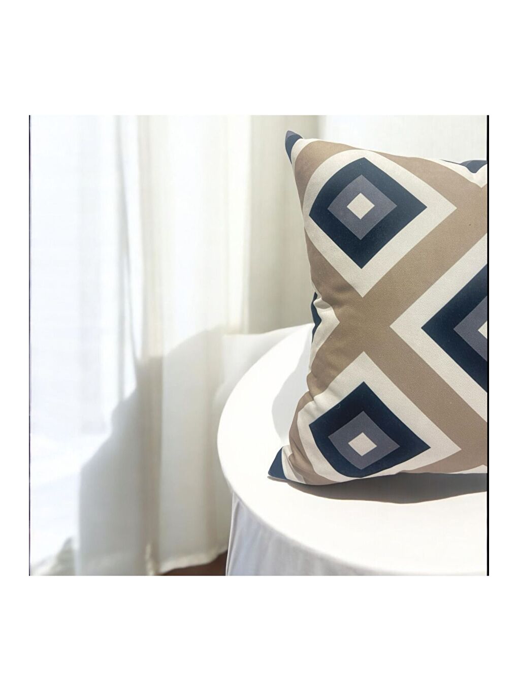 Kahverengi Bohem Temalı Home Geometrik Desen Dekoratif Kırlent Kılıfı 43x43-3