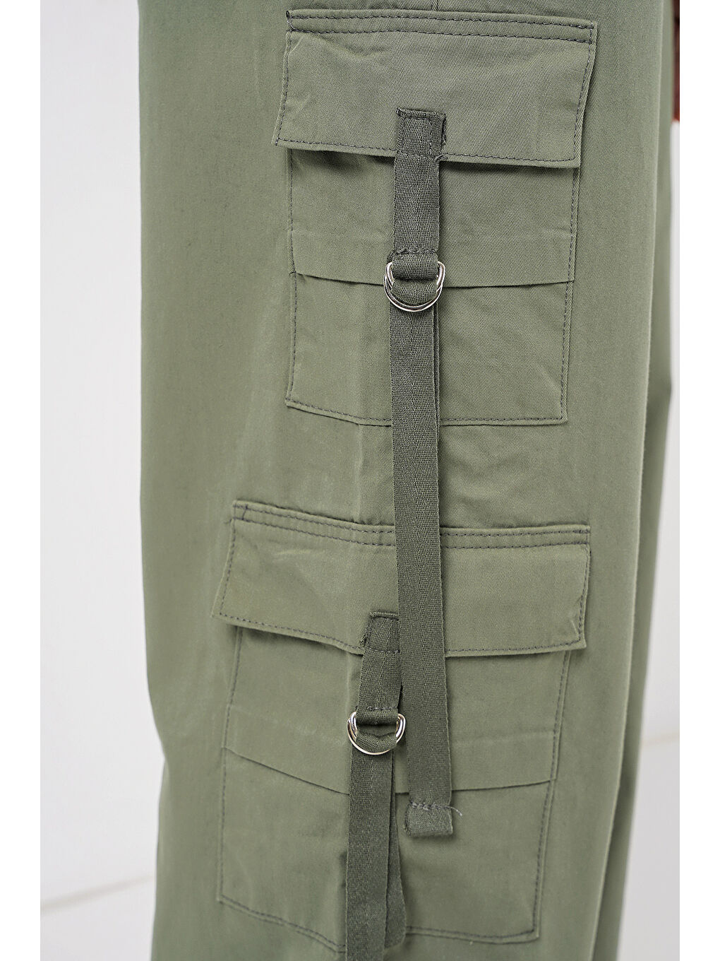 Yeşil 6691 Geniş Paça Kargo Pantolon - Çağla-5