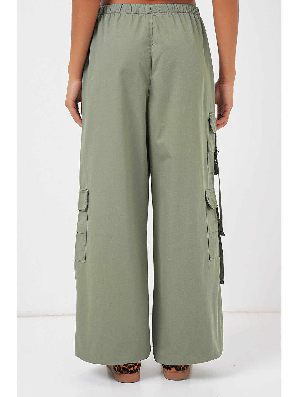 Yeşil 6691 Geniş Paça Kargo Pantolon - Çağla-6