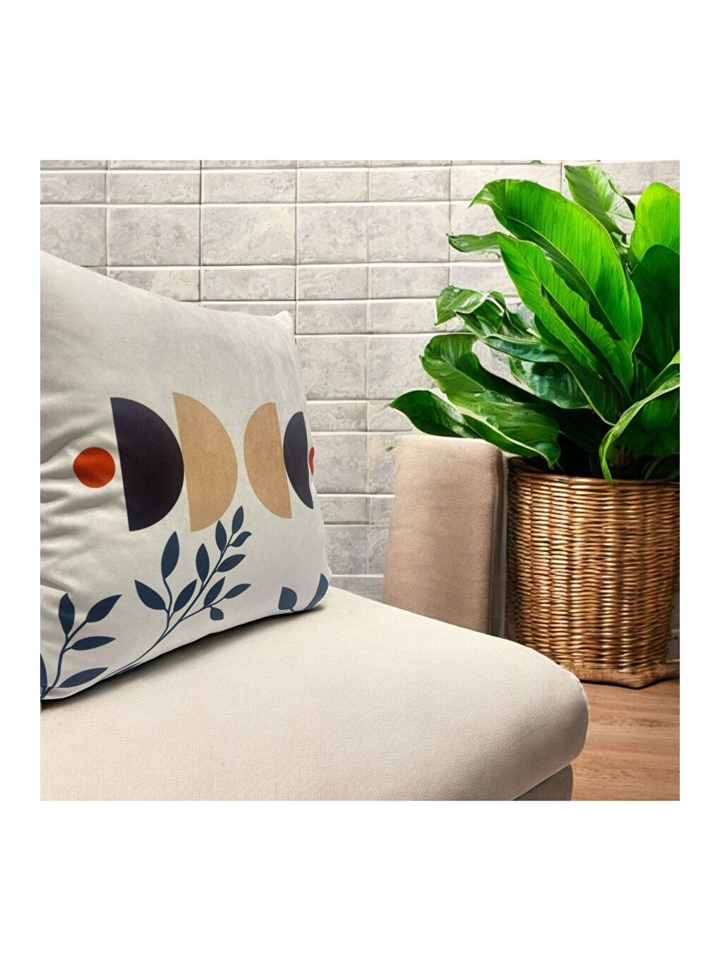 Bohem Boho Soyut Temalı Beyaz Zemin Dekoratif Kırlent Kılıfı 43x43-1