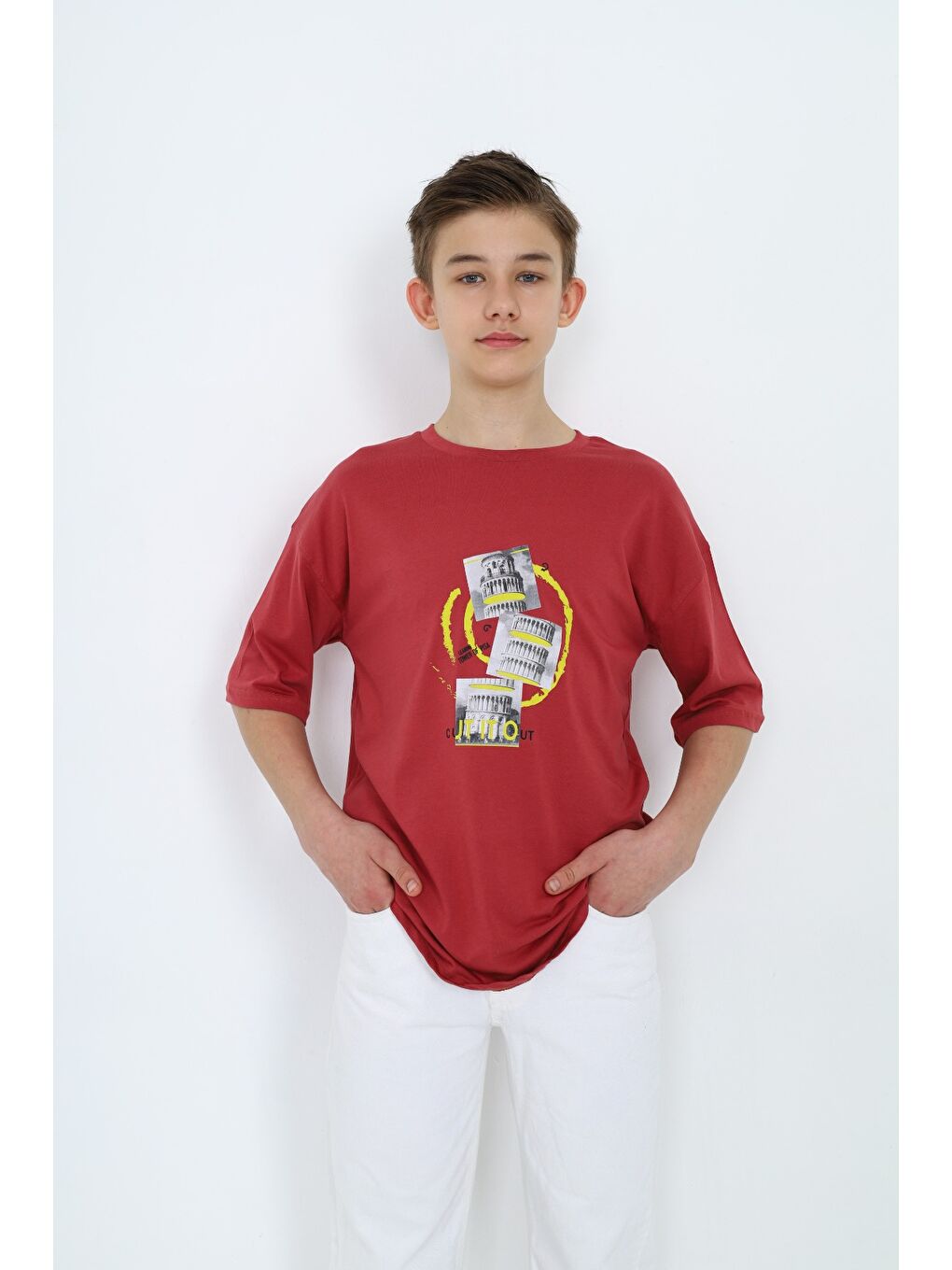 Kahverengi Erkek Çocuk Baskılı Tişört-1