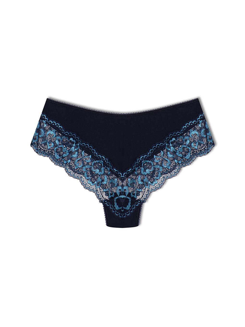 Lacivert Paçası Çift Renk Dantel Kadın Külot-1