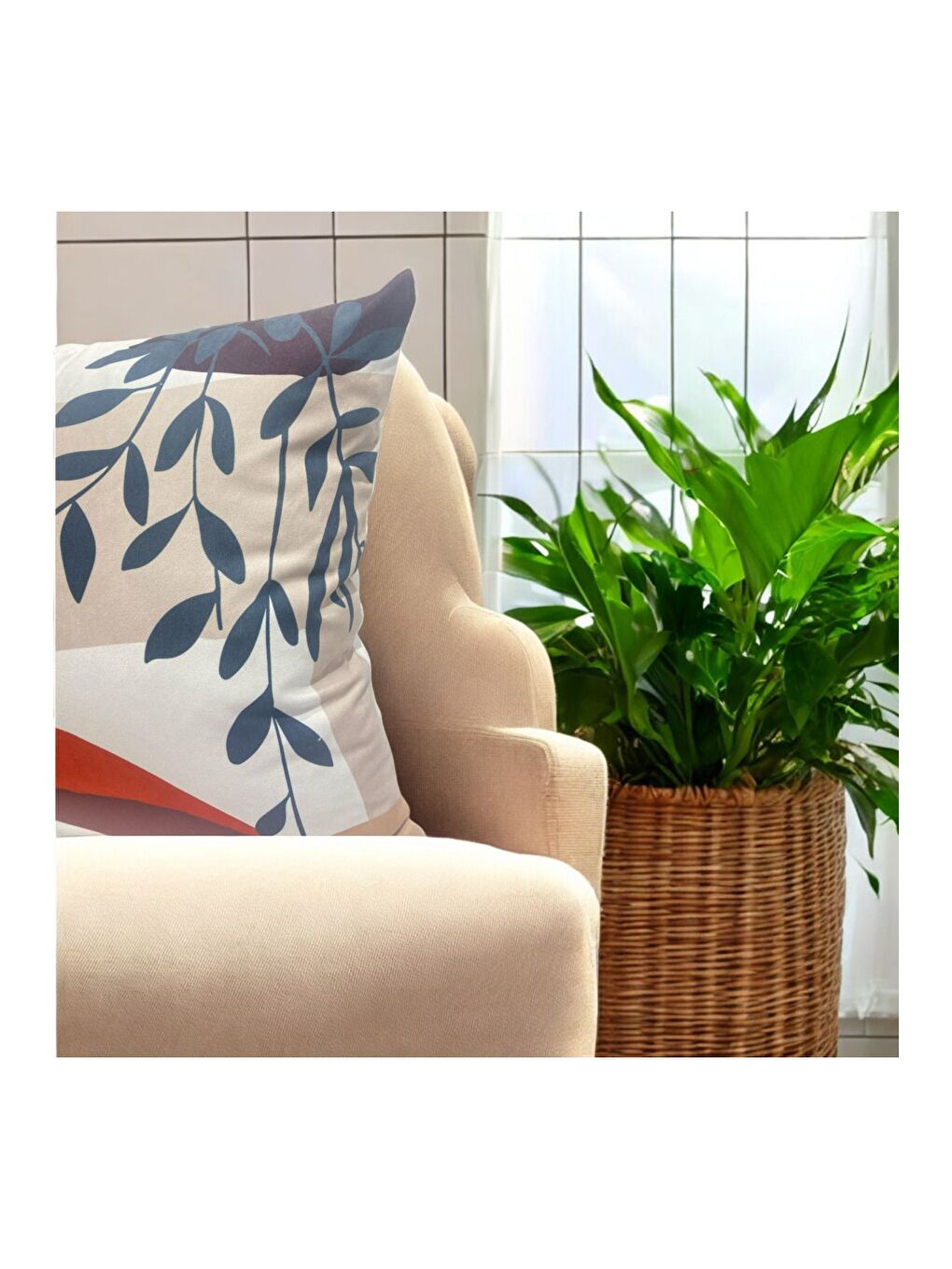 Bej Bohem Boho Soyut Temalı Dekoratif Kırlent Kılıfı 43x43-1