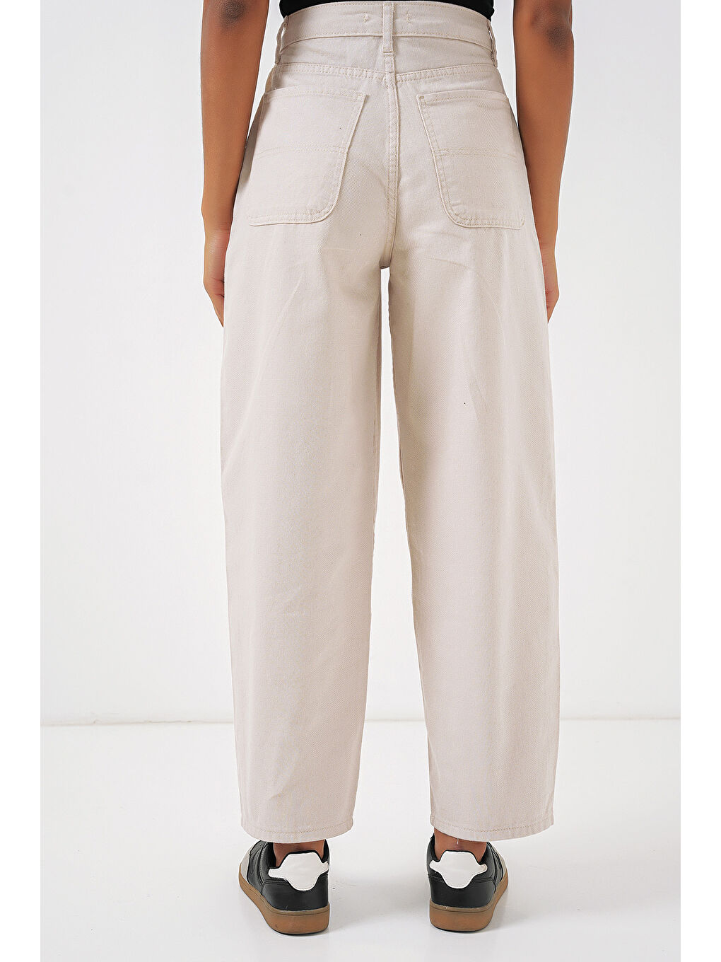 6703 Yüksek Bel Jean Pantolon   Ekru-5