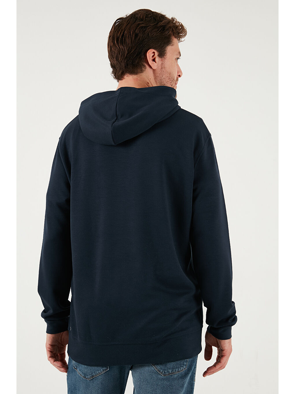 Lacivert Relaxed Fit Kapüşonlu Yumuşak Dokulu Sweat 5901063-5