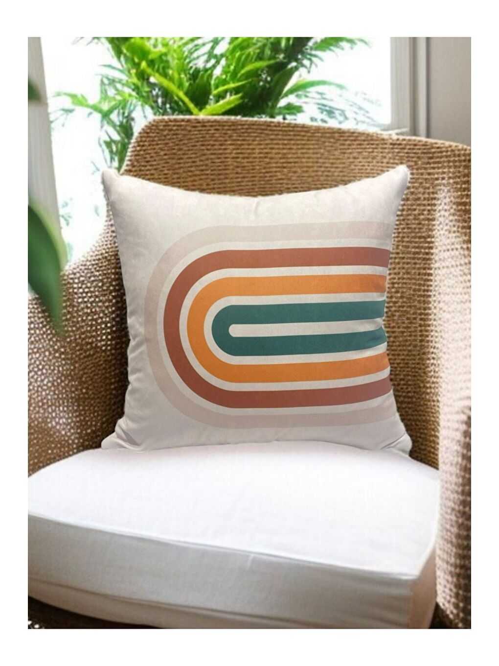 Gri Bohem Boho Soyut Temalı Dekoratif Kırlent Kılıfı 43x43