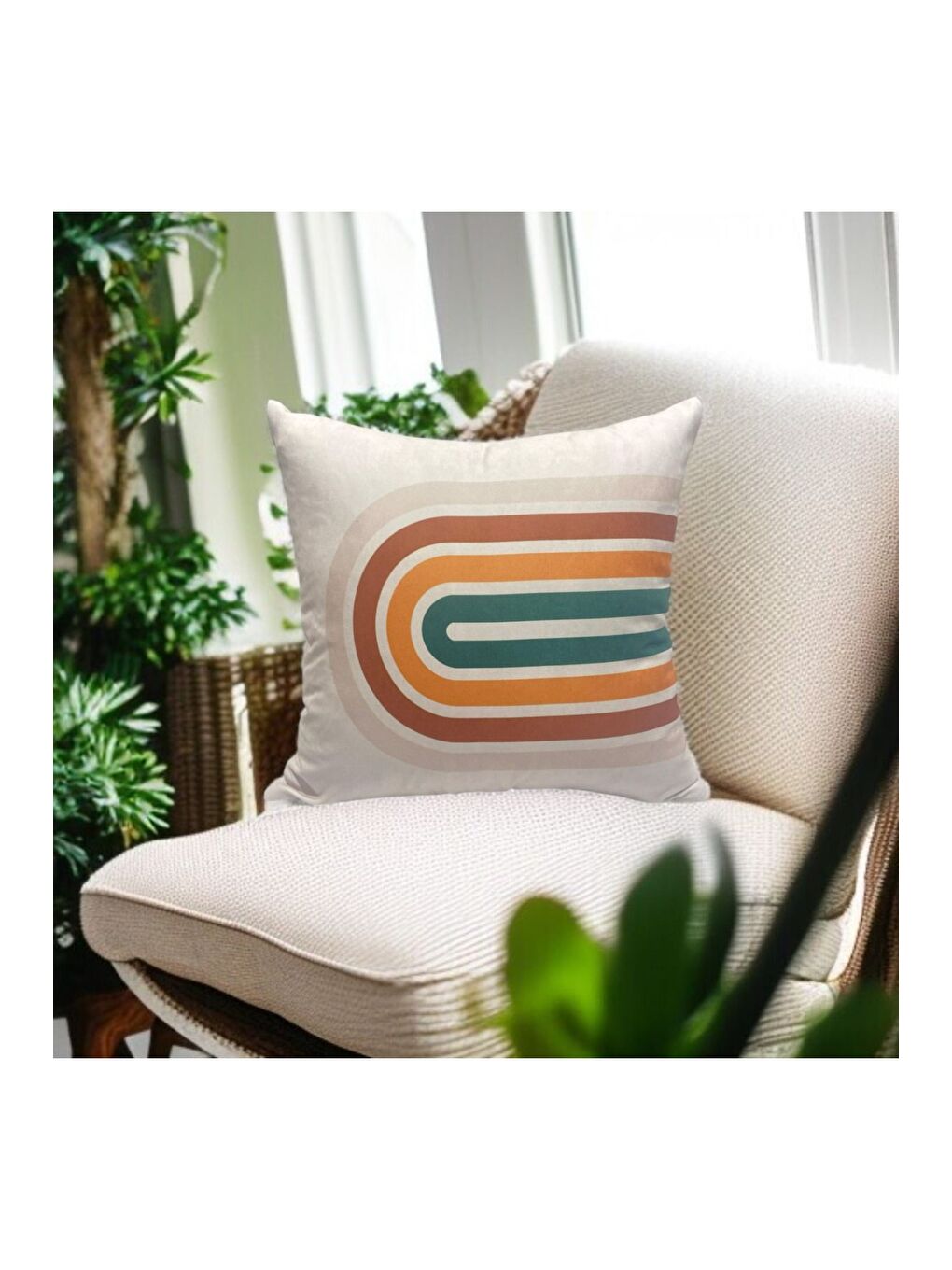 Gri Bohem Boho Soyut Temalı Dekoratif Kırlent Kılıfı 43x43-1