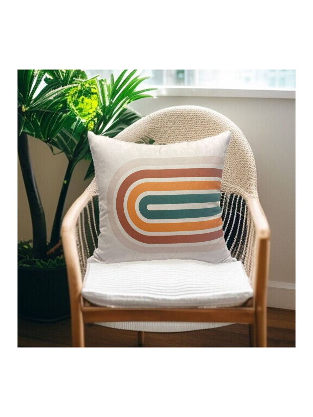 Gri Bohem Boho Soyut Temalı Dekoratif Kırlent Kılıfı 43x43-4