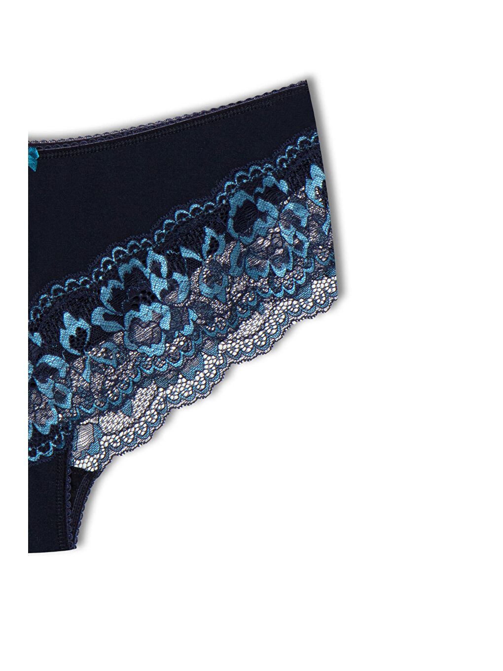 Lacivert Paçası Çift Renk Dantel Kadın Külot-2