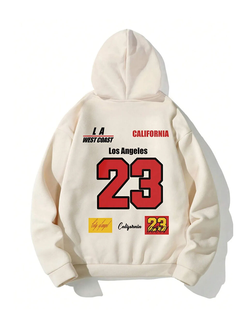 uyguntarz Bej California 23 Baskılı Oversize Sweatshirt