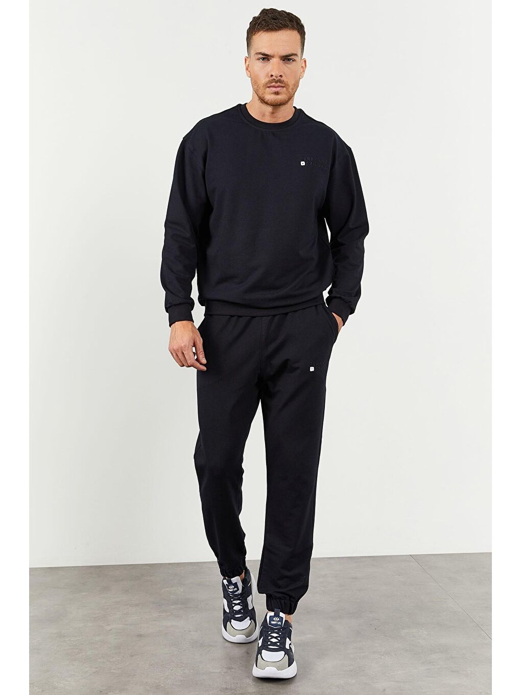 TOMMYLIFE Lacivert Casual O Yaka Jogger Erkek Oversize Eşofman Takımı - 85120 - 2