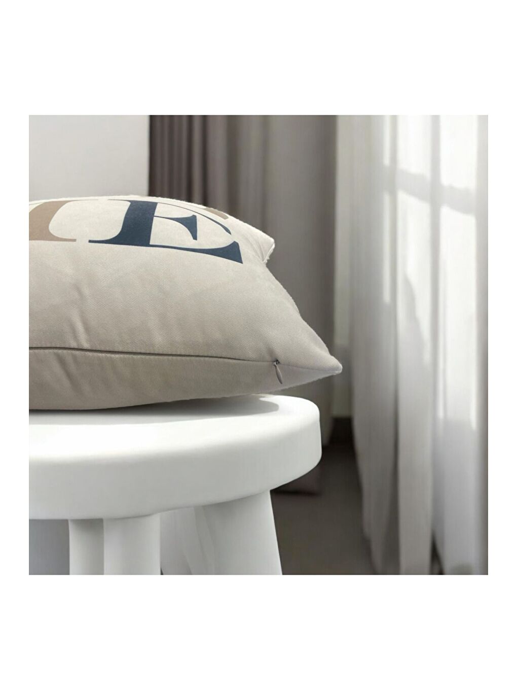 Bej Bohem Temalı Home Yazılı Dekoratif Kırlent Kılıfı 43x43-2