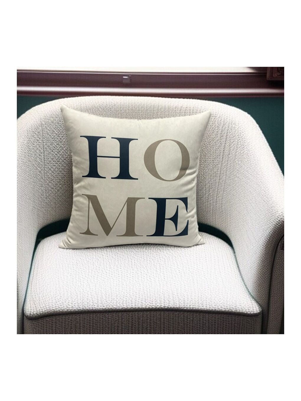 Bej Bohem Temalı Home Yazılı Dekoratif Kırlent Kılıfı 43x43-3
