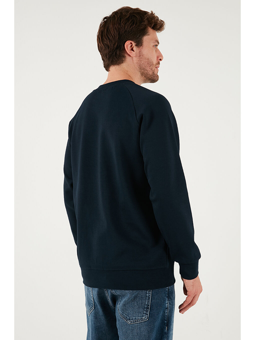 Lacivert Streç Pamuklu Relaxed Fit Bisiklet Yaka Sweat 5901210-5