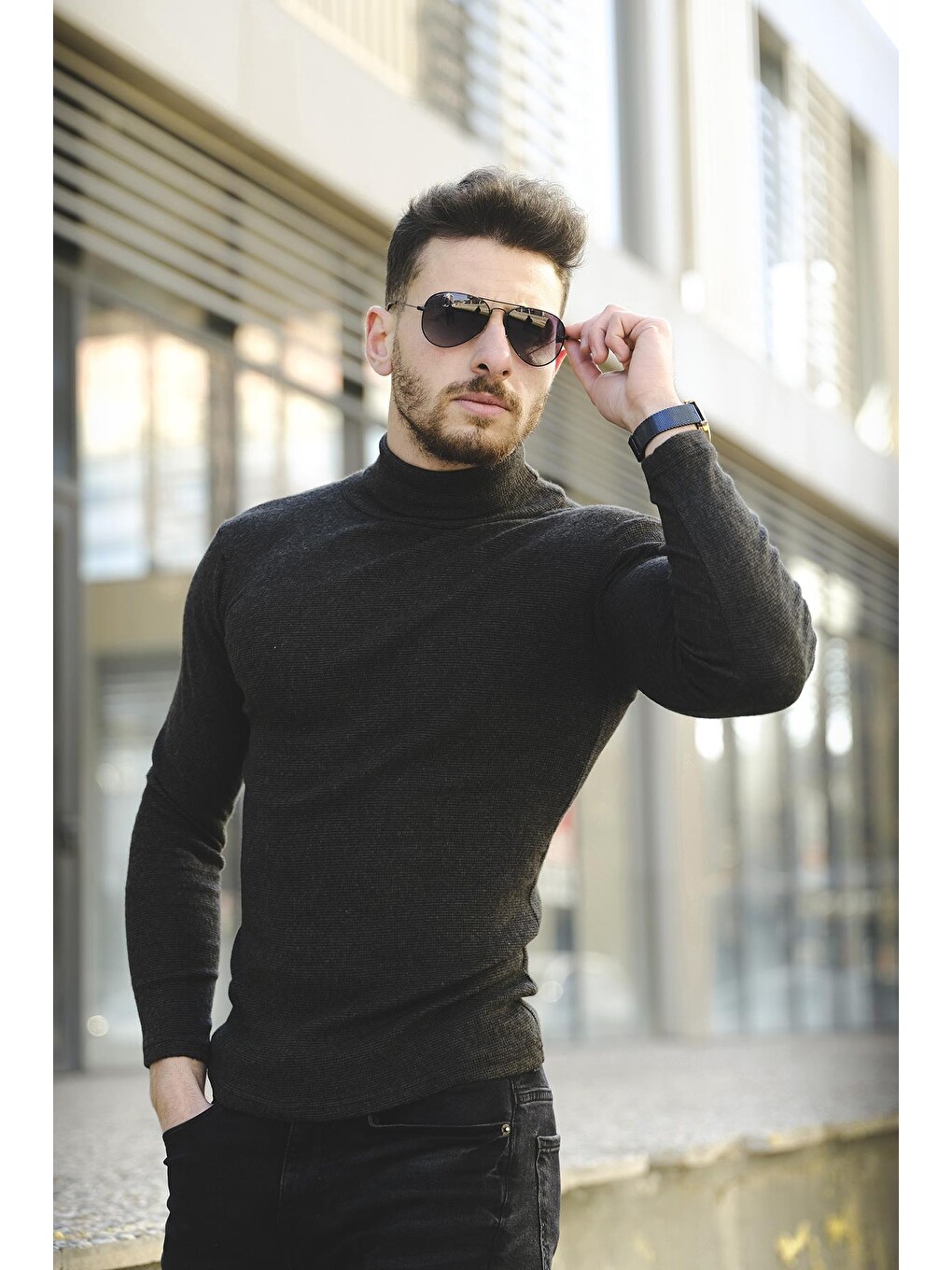 Haki Joe Extra Slim Boğazlı Triko-1