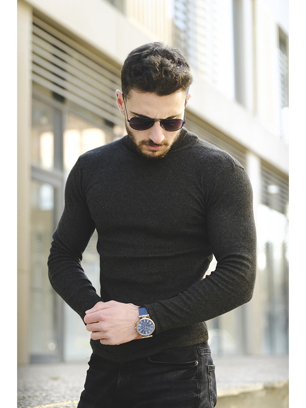 Haki Joe Extra Slim Boğazlı Triko-2