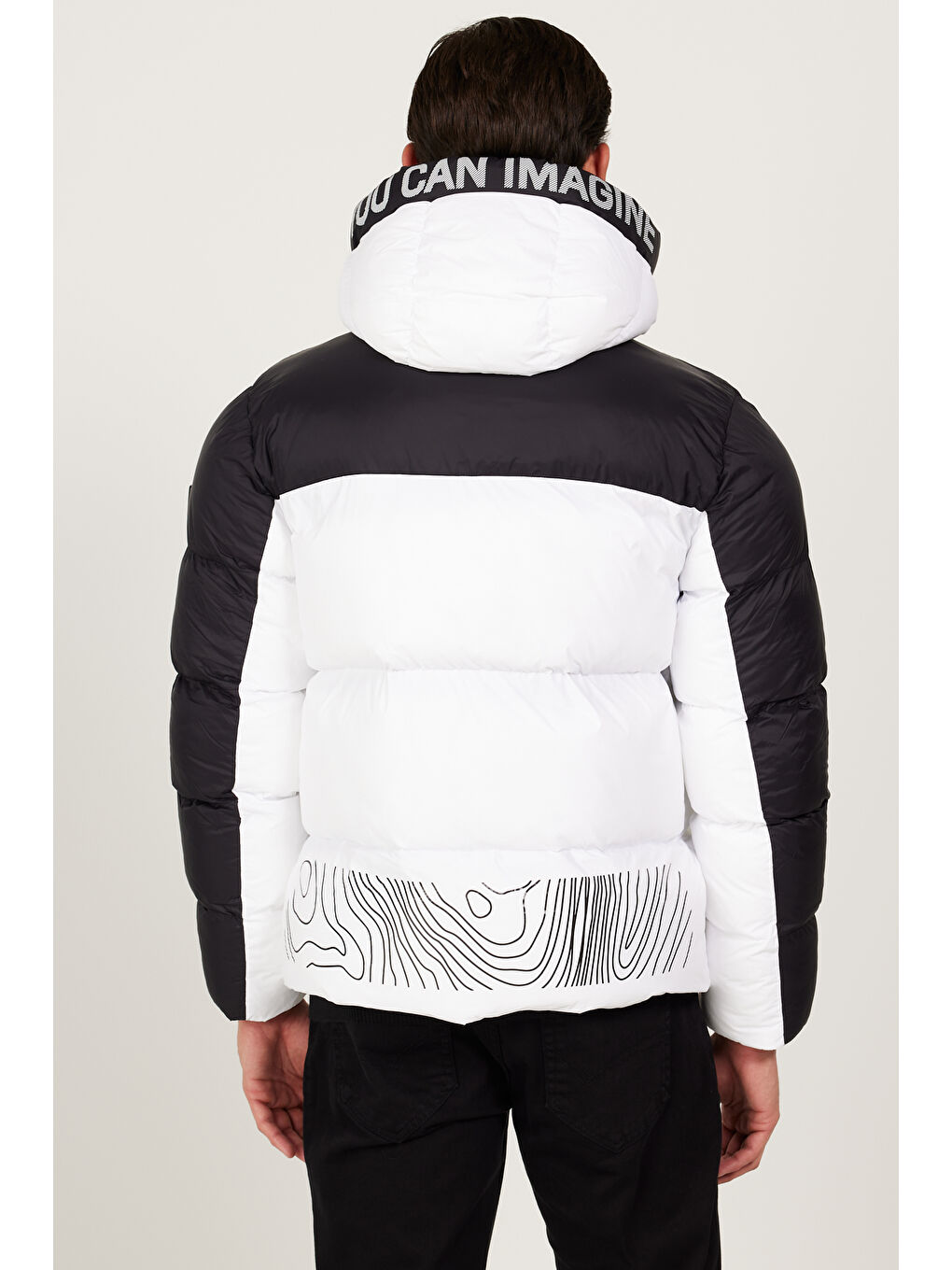 Erkek Siyah Sıcak Tutan Elyaf Dolgulu Kapüşonlu Dik Yaka Standart Fit Normal Kesim Şişme Mont-6