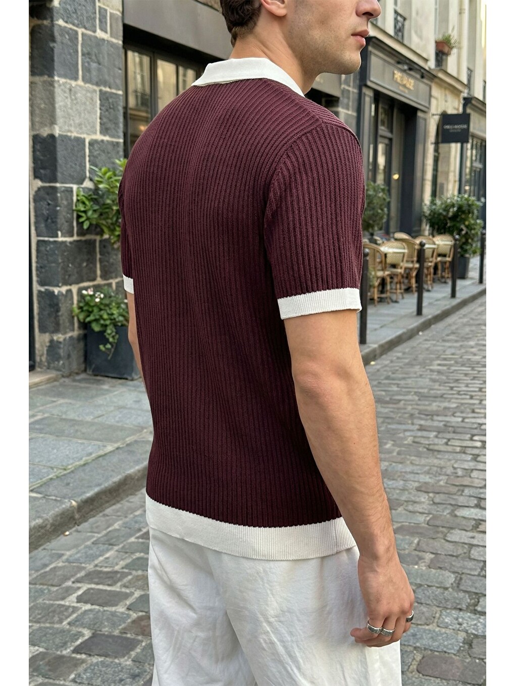 Mürdüm Köyten Regular Fit Erkek Kısa Kol Triko Polo Yaka Tişört Çizgili Dokulu-5