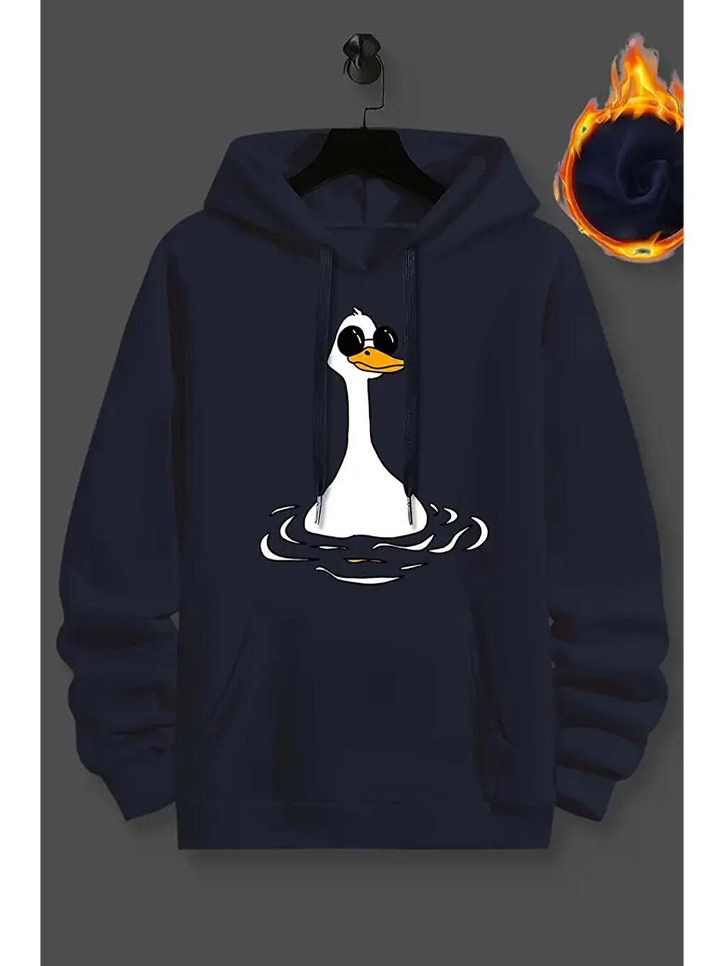 uyguntarz Açık Lacivert Duck Baskılı Oversize Sweatshirt