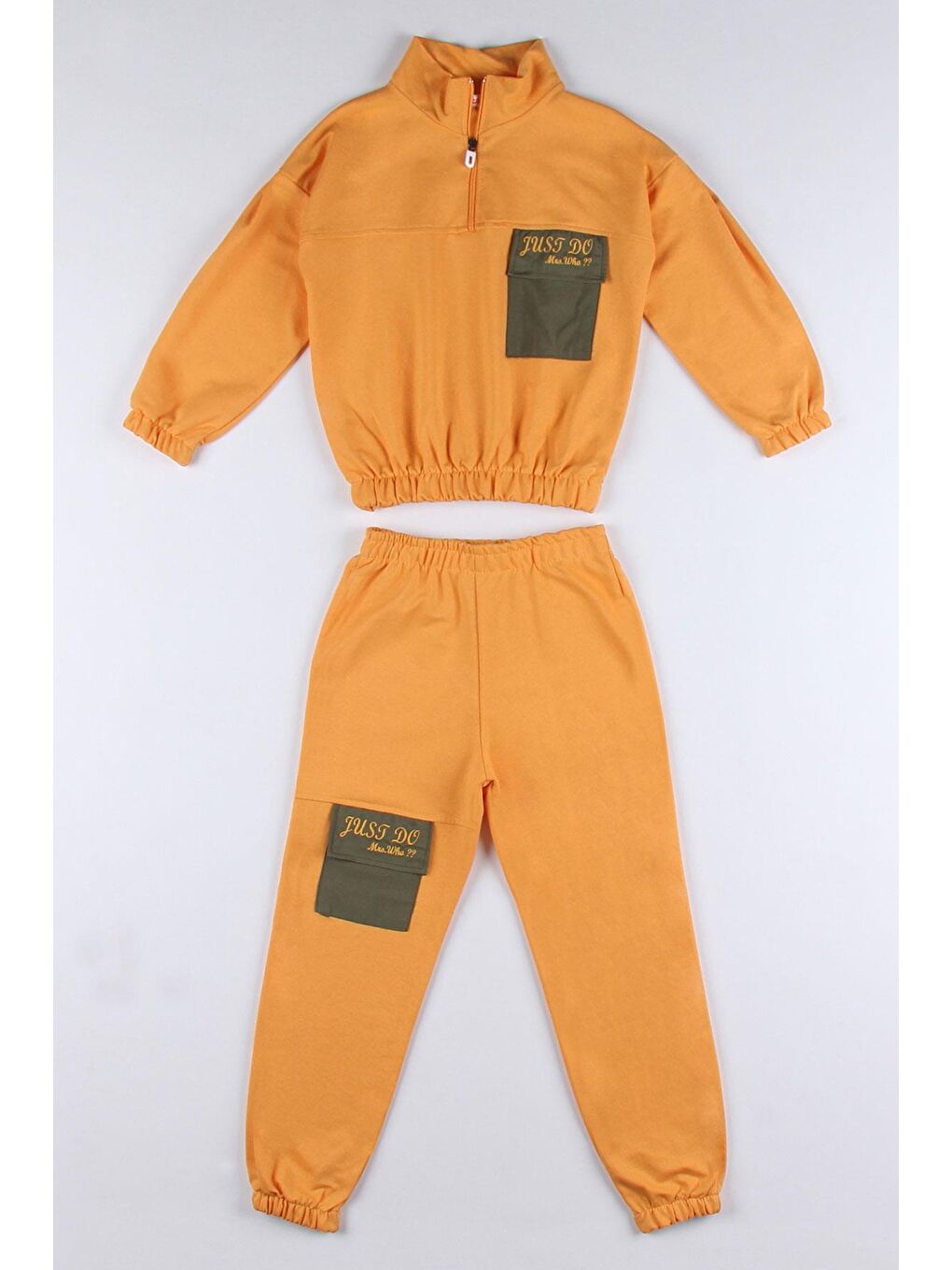 Sarı Uzun Kol Vizon Renk Kız Çocuk Eşofman Takım