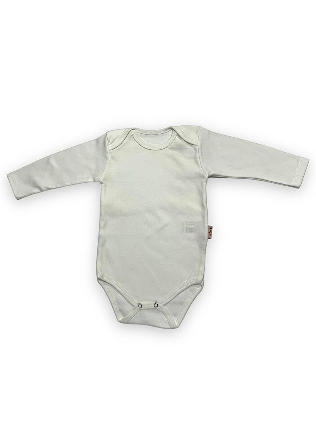 Çıtçıtlı Bebek Body Zıbın Uzun Kollu Pamuklu Ekru-1